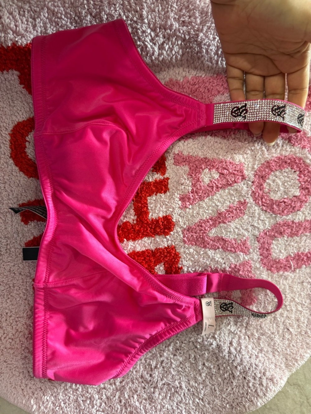 Large Victoria's Secret Hot Pink Bralette with Embellished Straps